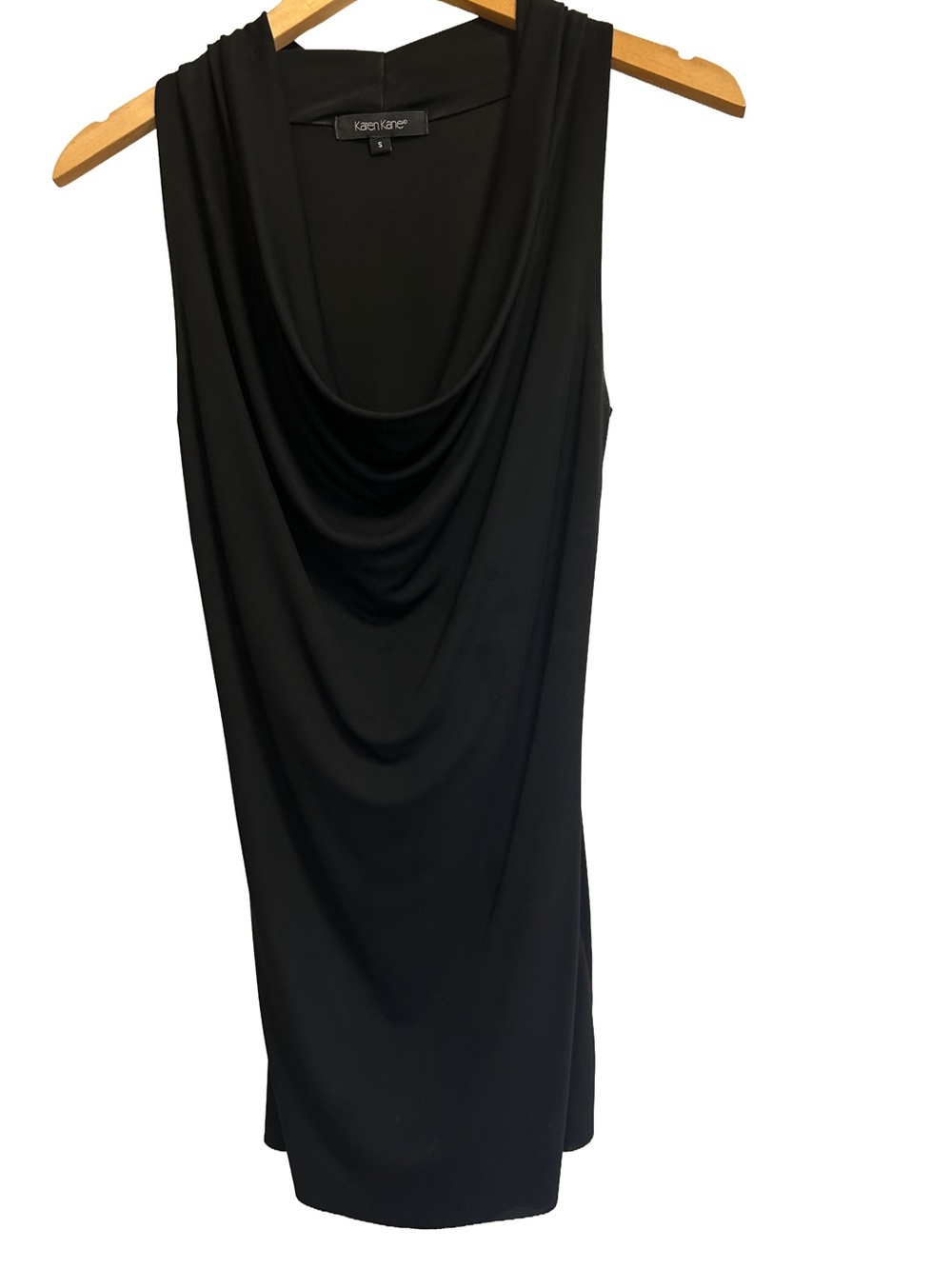 Vintage Karen Kane Y2K Black Slinky Cowl Neck Drape Tank S